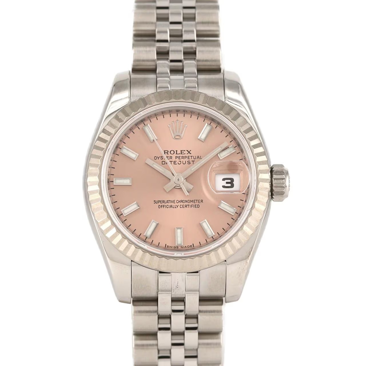 ピンク文字盤のレディ デイトジャスト