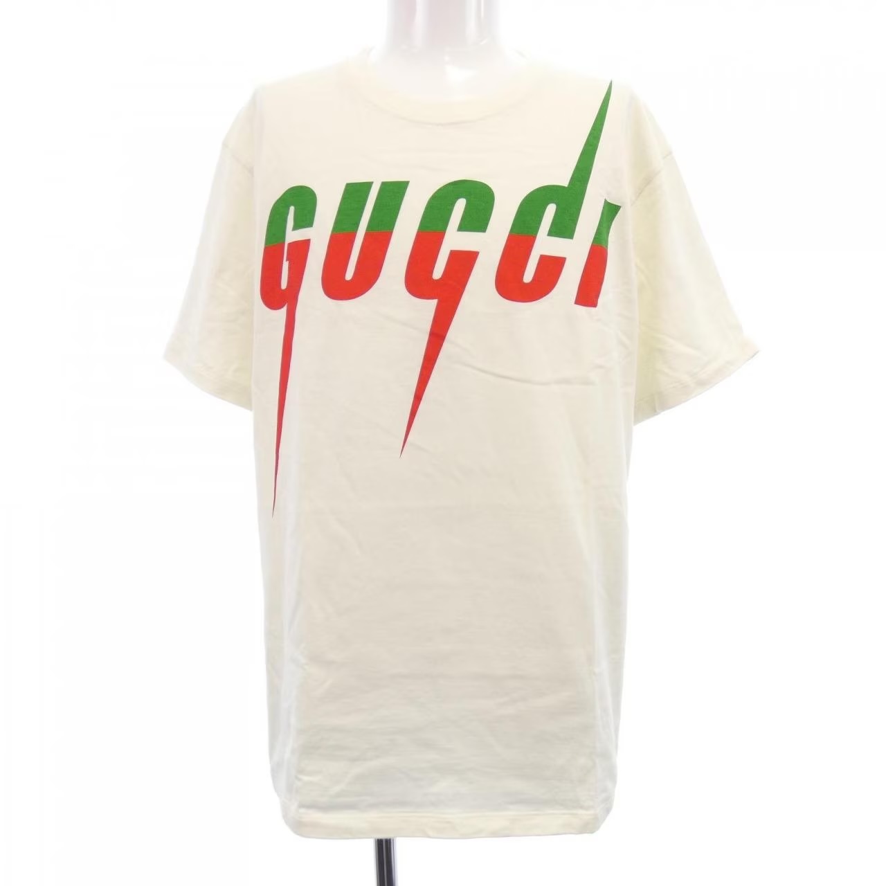 ホワイトのグッチのブレードロゴTシャツ