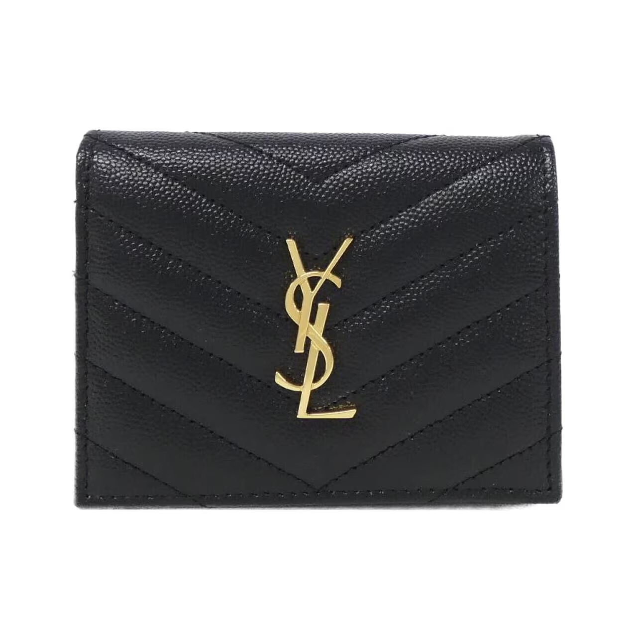 サンローランの黒のメタルロゴ財布